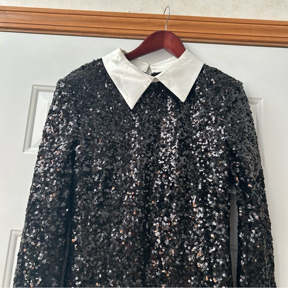 Eliza J sequib contrast collar and French cuff long sleeve dress size 14 - Picture 3 of 7